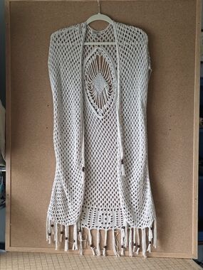 One World Live and Let Live Open Knit Cardigan Coverup